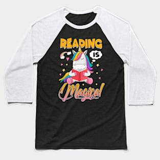 Reading Magical Funny Book Lovers Unicorn Bookworm Readers Baseball T-Shirt